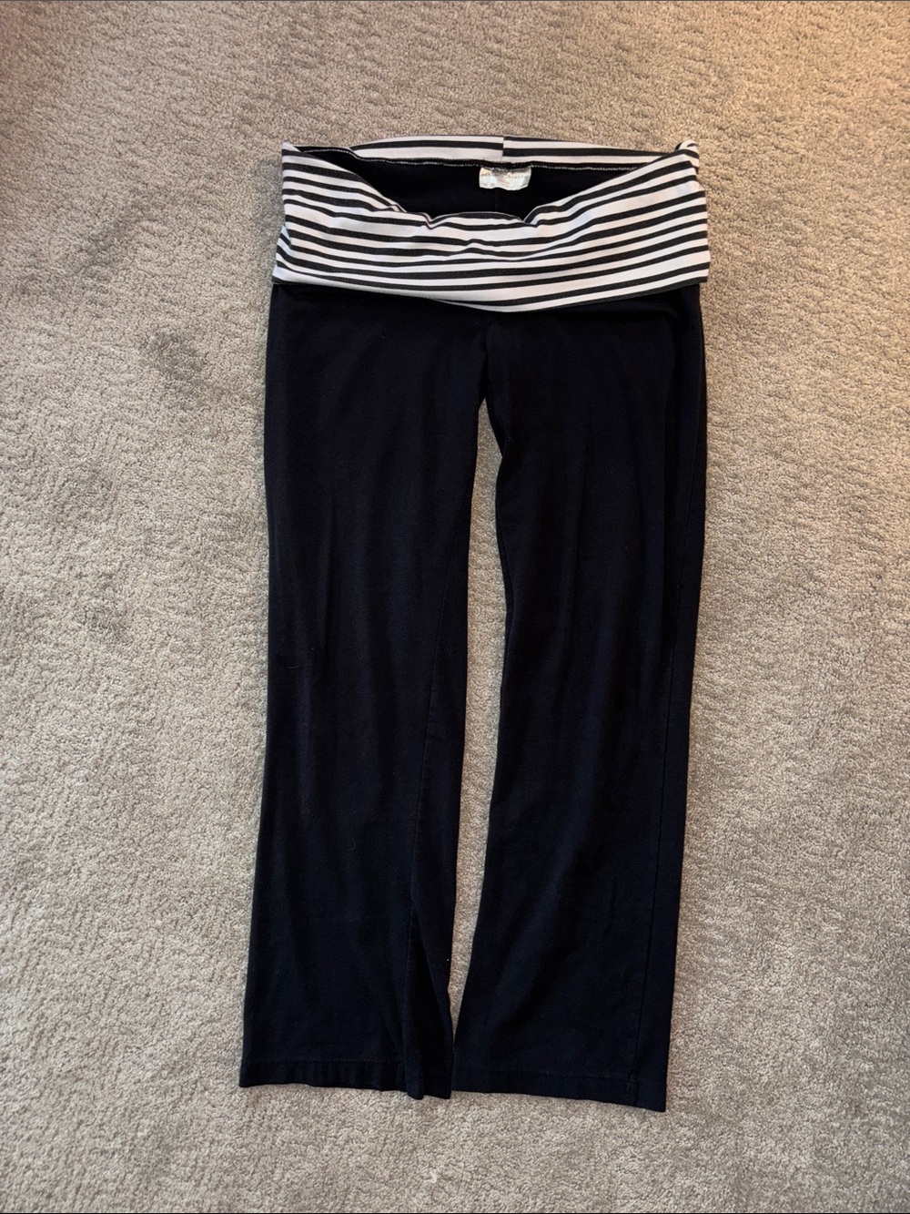 Bobbie Brooks Black Pants with Black and White Striped Waistband